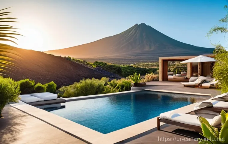 카나리아제도 숙소 추천 - **Prompt 1: Luxury Volcanic View Villa in Tenerife**
"A stunning, modern luxury villa in Tenerif...