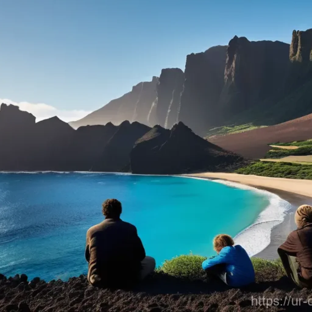카나리아제도 정치적 갈등 - **Prompt:** A serene, picturesque landscape of the Canary Islands at sunrise, featuring volcanic roc...